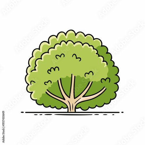 Hand drawn shrub bush shrubbery tree.