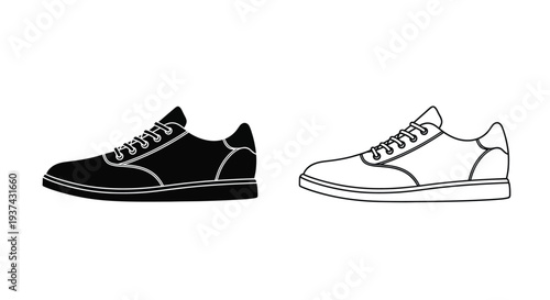 Minimalist black and white sneakers Vector