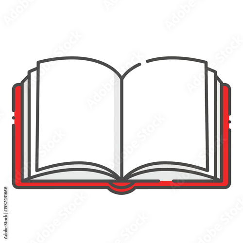 Open Book Illustration with Red Cover.