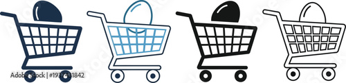 Shopping cart icons in different colors and styles