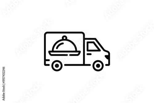 Food Delivery Truck Icon with Covered Dish