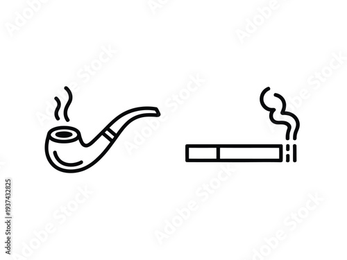Smoking icons, pipe and cigarette