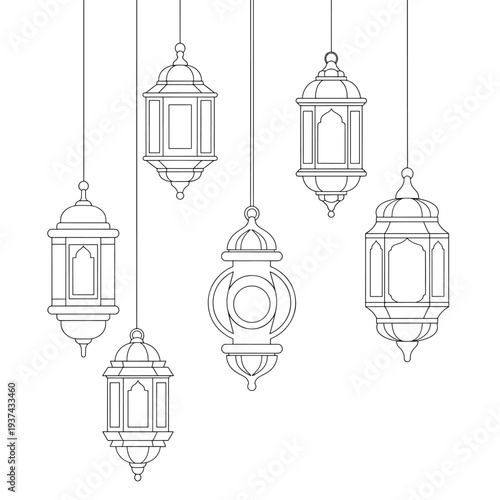 Hanging Lanterns in Various Shapes and Designs.