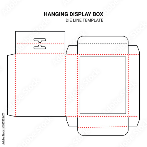 Hanging display box die line template