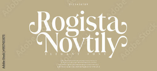 Rogista Novtily Elegant modern alphabet font logo. Typography luxury classic lettering serif italic fonts decorative wedding vintage retro logos. vector illustration
