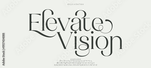 Elevate Vision Elegant alphabet beauty logo font. Classic beautiful Modern luxury Serif Letter Minimal Fashion. Typography decoration logotype fonts, wedding, logos. vector illustration