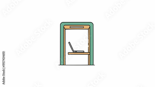 Simple Illustration of Open Safe Deposit Box.