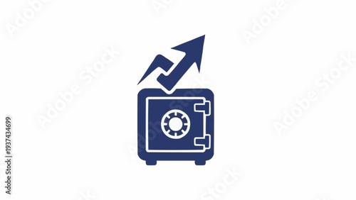Safe Deposit Box with Arrow Upward Trend.