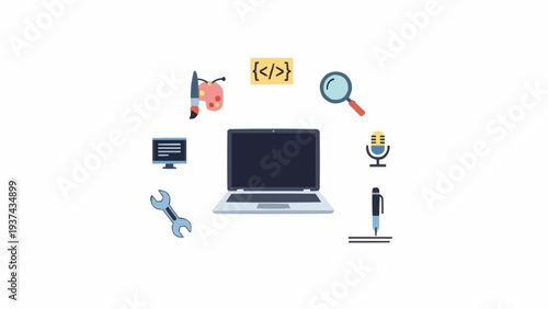 Laptop Computer Office Workstation Device.