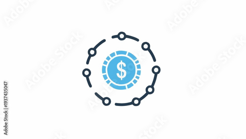Blue dollar sign in circle.