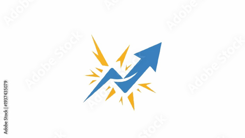 Blue Arrow Growth Success Symbol.