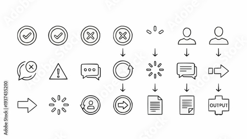 Collection of business workflow icons.