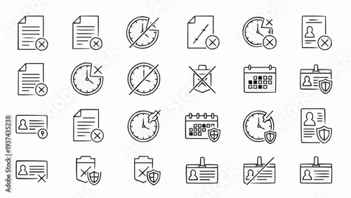 Business icons set for productivity.