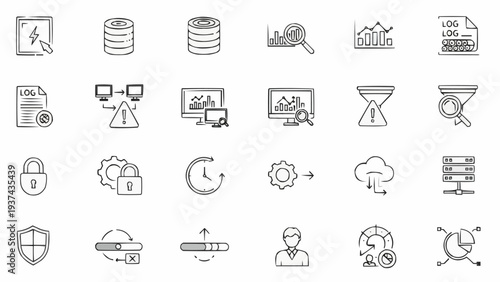 Technology icons for business workflow.