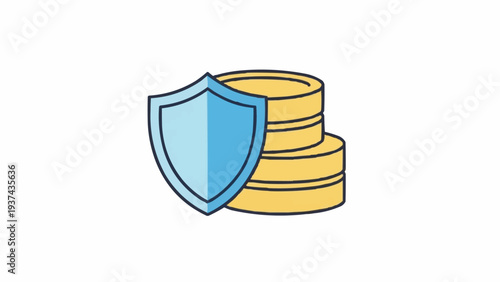 Shield Protecting Stack of Gold Coins.