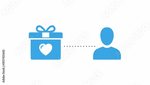 Gift Box Heart Icon Person Connection.