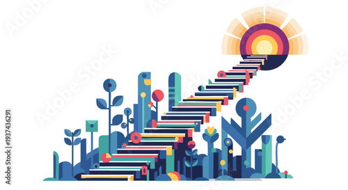 Modern Geometric Pathway Representing Strategic Corporate Growth and the Journey Toward Sustainable Business Success and Innovation Excellence