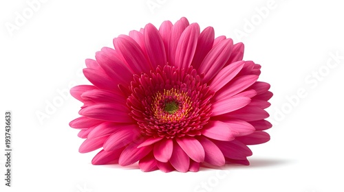 Vibrant Pink Gerbera Daisy Blossom Isolated on White Background.