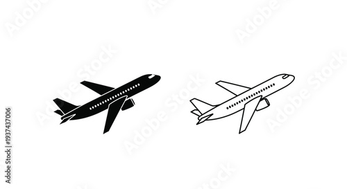 Two airplanes minimal sketch design Vector
