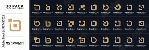 Set of letter B technology logo design inspiration.