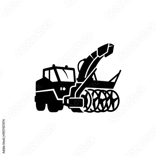 Professional vector illustration of a snow clearing machine, a specialized vehicle for efficient snow removal and winter road maintenance operations