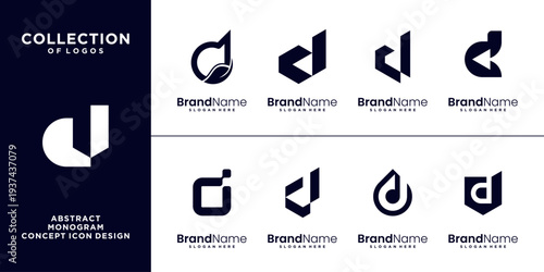 Collection of Letter D logo icon design template elements.