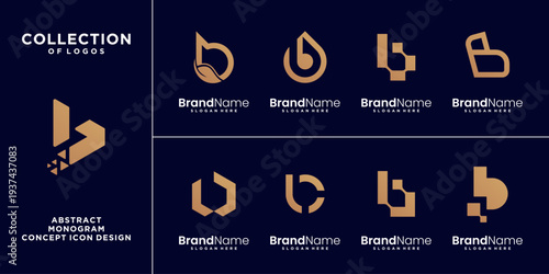 Collection of Letter B logo icon design template elements.