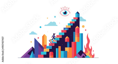 Strategic Business Growth and Visionary Leadership Illustration for Corporate Performance Tracking and Scalable SaaS Solutions