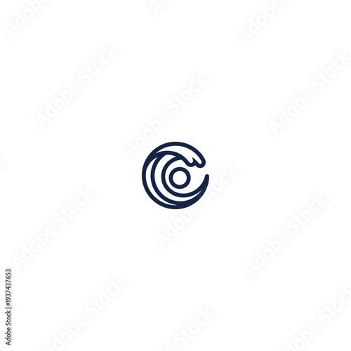 Minimalist Dark Blue Wave and Circle Icon Vector.
Ocean Wave icon flat vector design.
