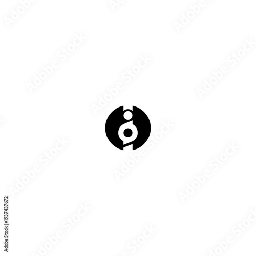 Abstract Black and White Yin Yang Style Logo Vector.
