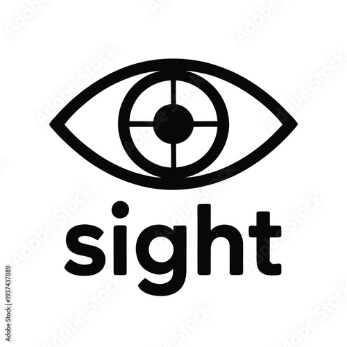 Black and White Eye Sight Logo with Crosshair Target Symbol