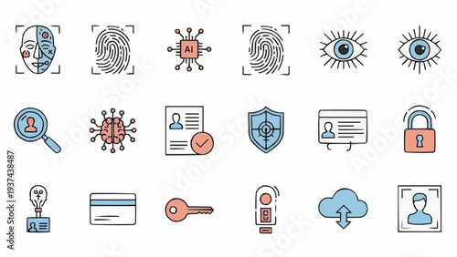 Digital security icons and symbols.