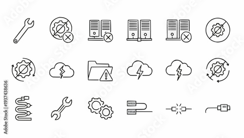 Technology icons for computer hardware.
