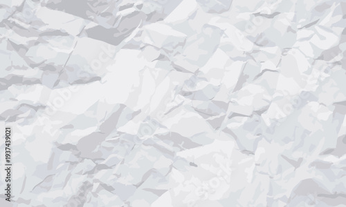 White crumpled paper texture background with realistic wrinkles and creases, clean wrinkled sheet surface for posters, packaging, stationery, and design mockups