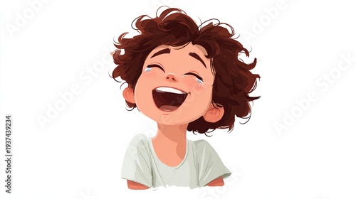 Wallpaper Mural Cheerful cartoon boy laughing with joyful expression Torontodigital.ca