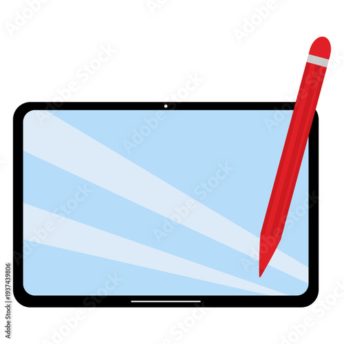 tablet with red stylus pen, drawing (1)