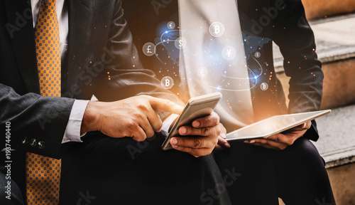 Konstfotografi Global currency exchange enables seamless money transfer through currency, excha