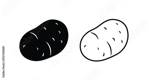 Black and white potato icons Vector