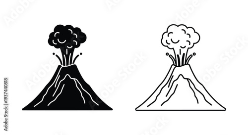 Volcano eruption styles comparison Vector