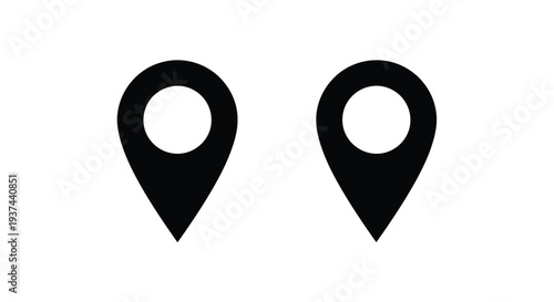 Minimal black location pins set Vector