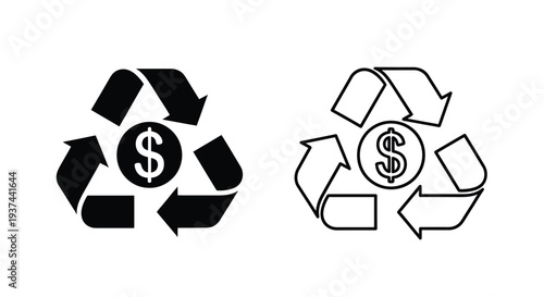 Recycling money symbol designs Vector
