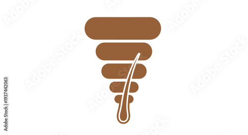 A stylized illustration of a hair follicle with a single strand