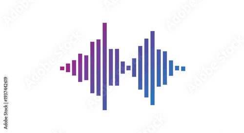 Abstract waveform visualization with varying purple and blue vertical bars