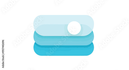 Abstract layers of translucent blue rectangles with a white circle