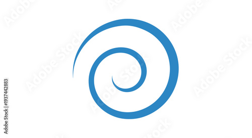 A simple blue spiral design against a plain white background
