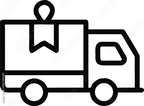 A commercial delivery truck transporting a gift wrapped package for efficient shipping services
