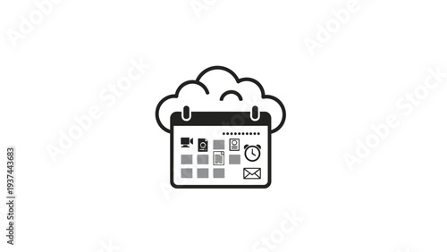 Cloud Calendar Icon Digital Schedule.