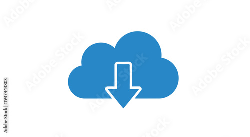 Blue cloud icon with a downward pointing arrow indicating a download