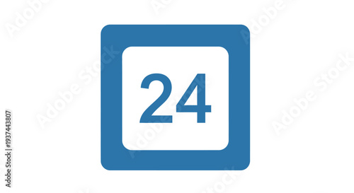 Blue square sign displaying the number twenty four prominently