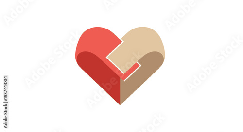 Red and beige broken heart symbol.